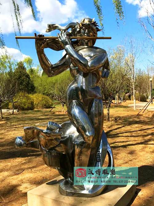 不銹鋼抽象音樂人物雕塑,園林公園景觀建設(shè)雕塑,抽象人物雕塑定制工廠